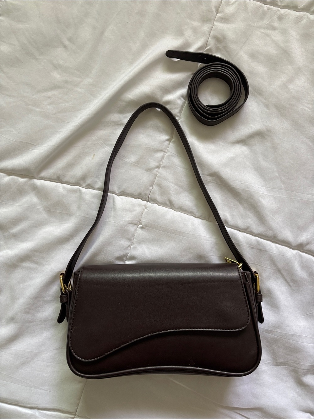 Classic Dark Brown Leather Shoulder Bag